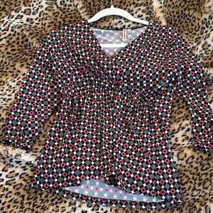 Susan Lawrence Black and Pink Patterned Top